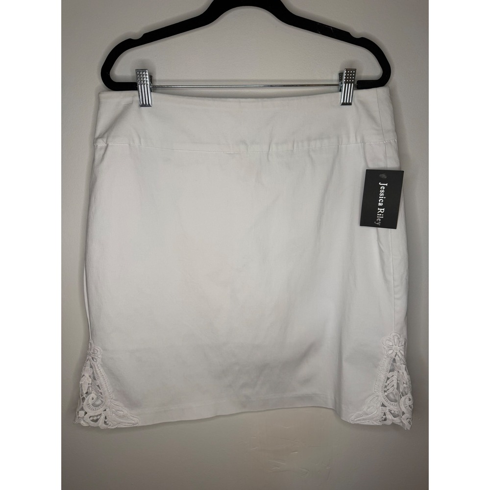 Jessica Riley White Crochet Lace Trim Mini Skirt Plus Size 1X New With Tags